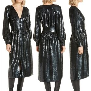 JOIE Kyria B Sequin Midi Dress In Black Caviar size 0